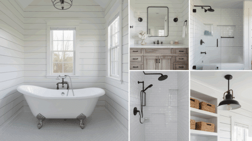 white modern farmhouse bathroom