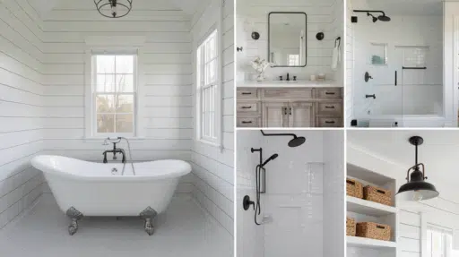 white modern farmhouse bathroom
