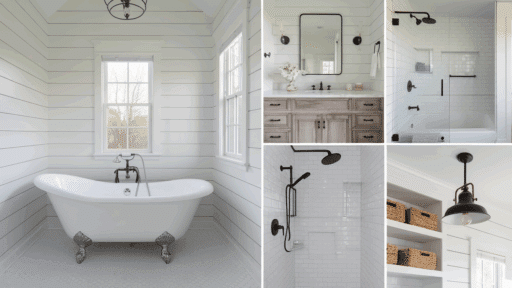 white modern farmhouse bathroom