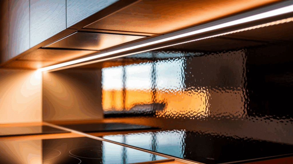 Black glass splashback