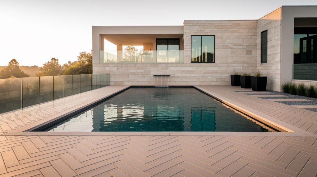 Chevron Tile Stamp in Warm Beige