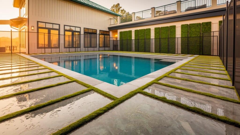 Concrete Tile Grid with Moss Infill Gaps