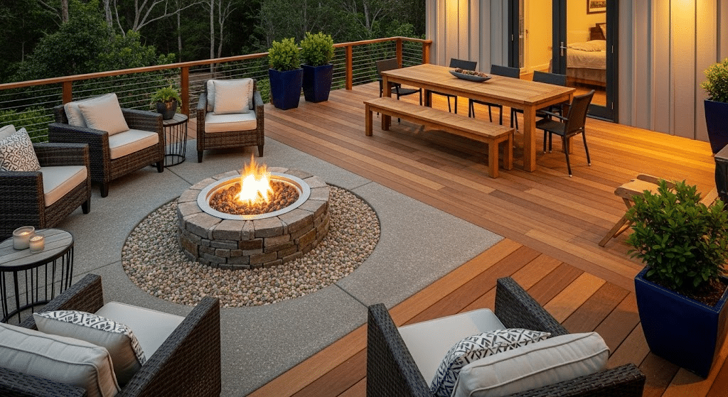 Deck with Fire Pit Area