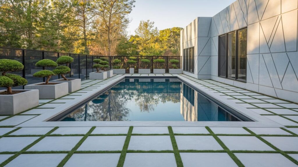 Geometric Grid Pattern in Frost White