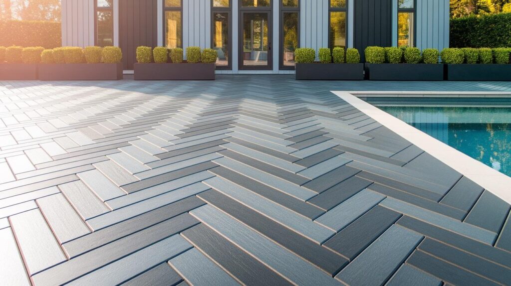 Herringbone Brick in Charcoal and Slate