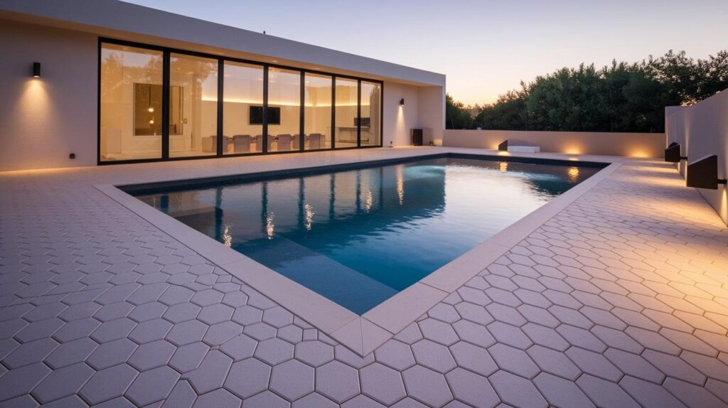 Hexagonal Tile Stamp with Light Cream Overlay