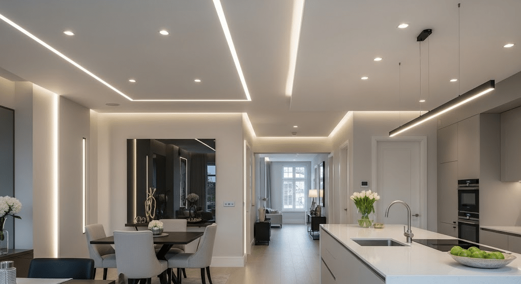 Modern-Kitchen-With-Recessed-And-Surface-Lighting