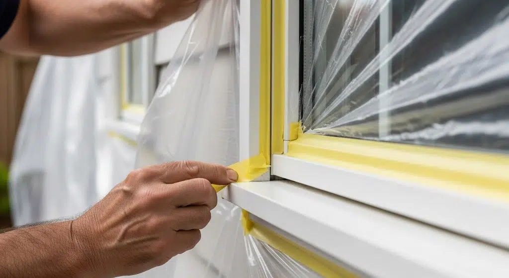 Tape Off Adjacent Areas and Apply Protective Coverings