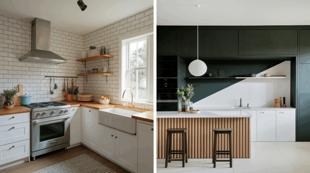 Two-Tone Cabinets in Different Kitchen Sizes