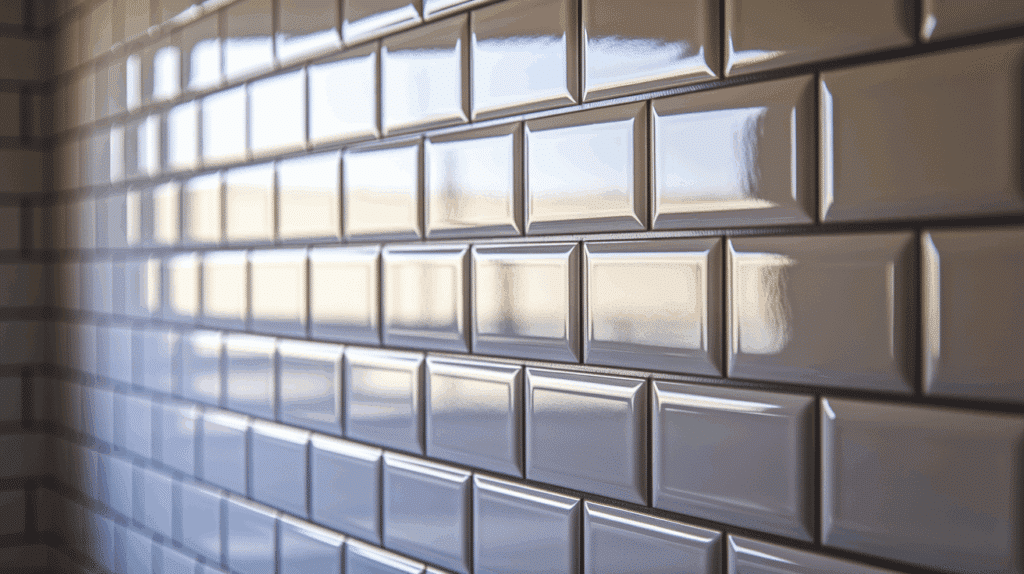 White with Grey Grout Subway Tile