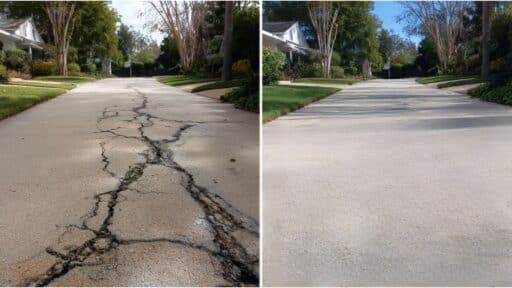 driveway crack repair before and after