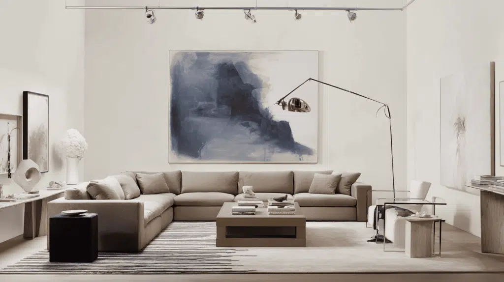 A_curated_art-focused_living_room_luxuious_interior_design