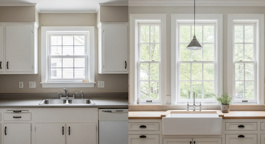 Apron Sink & Vertical Windows