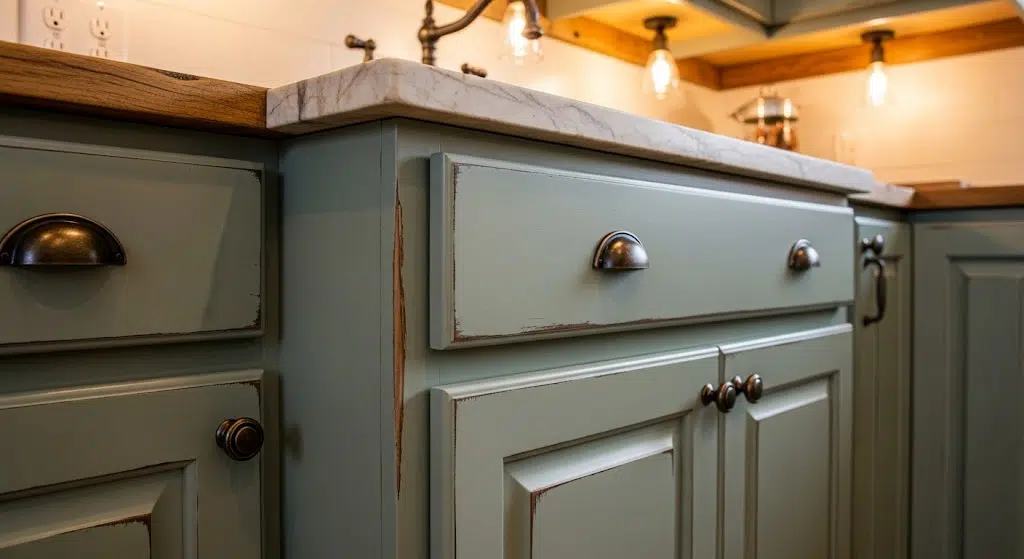 Chalk-Painted-Distressed-Cabinet-Finish