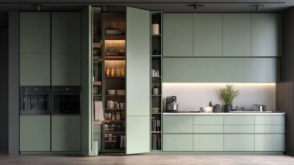 Concealed-Pantry-with-Sage-Panels
