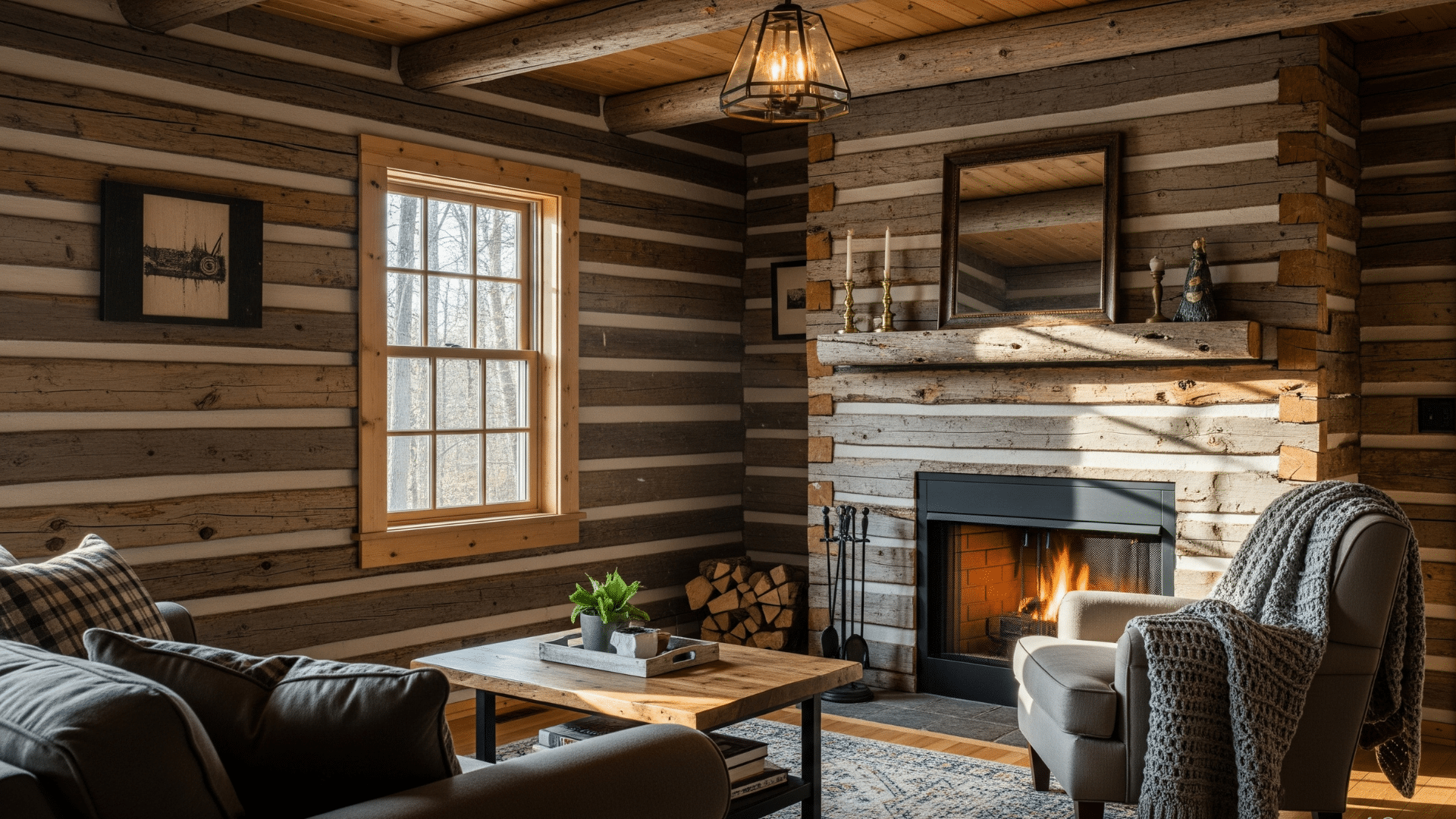 Exposed Log Cabin Walls