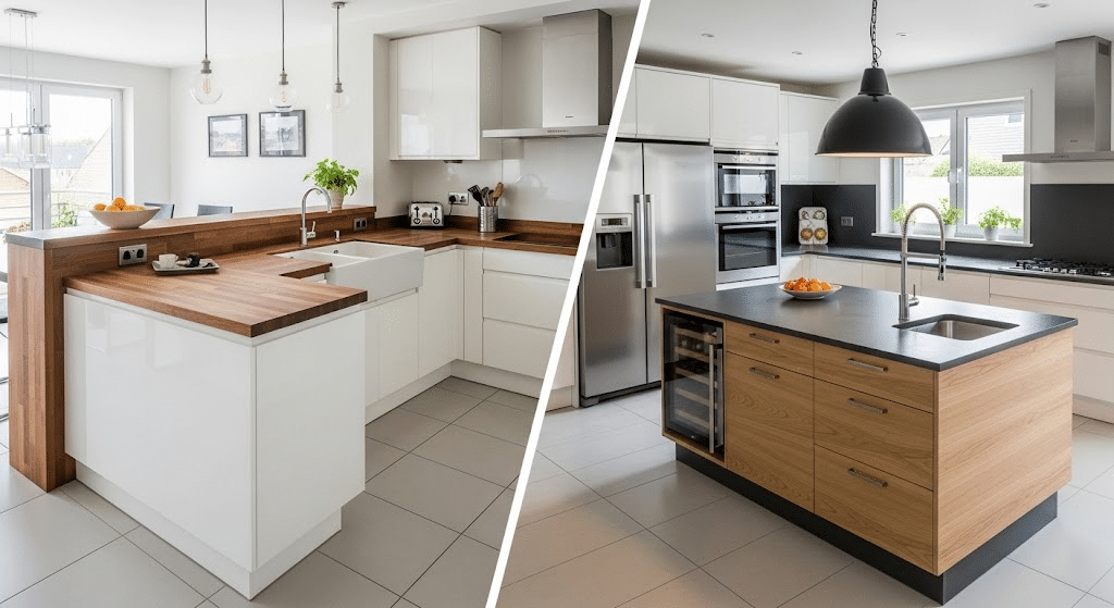 Factors to Consider- Kitchen Peninsula vs Island
