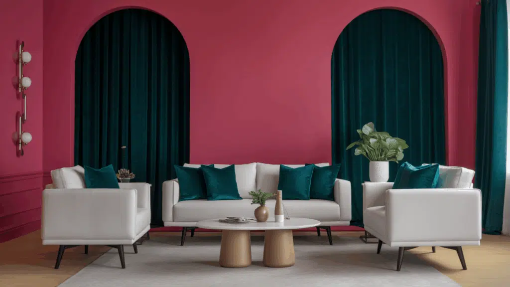 Hot-Pink-Feature-Wall-with-Deep-Emerald-Details