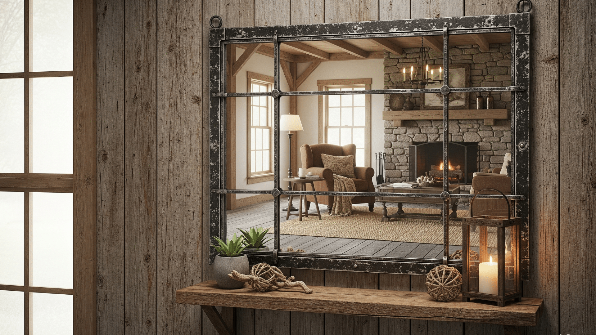 Iron-Framed Rustic Mirrors