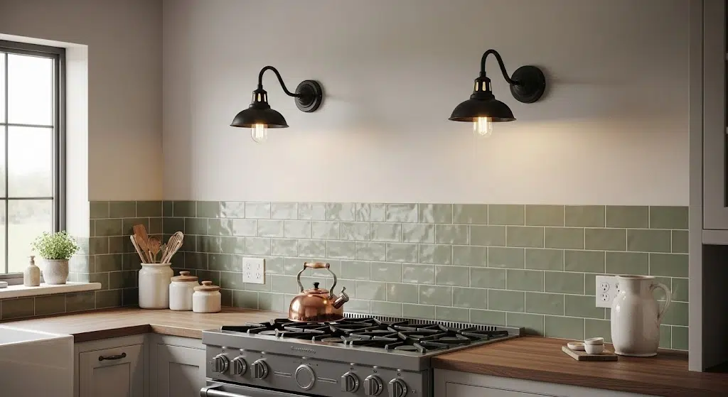 Iron-Sconces-and-Sage-Backsplash
