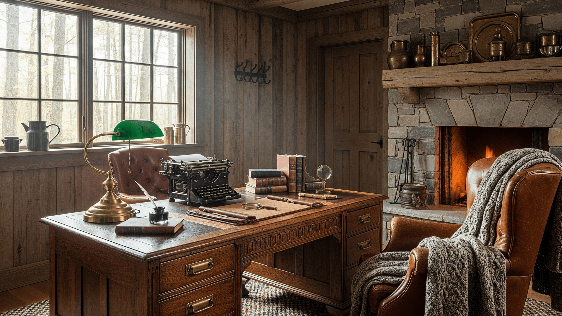 Rustic Home Office with Antique Desk