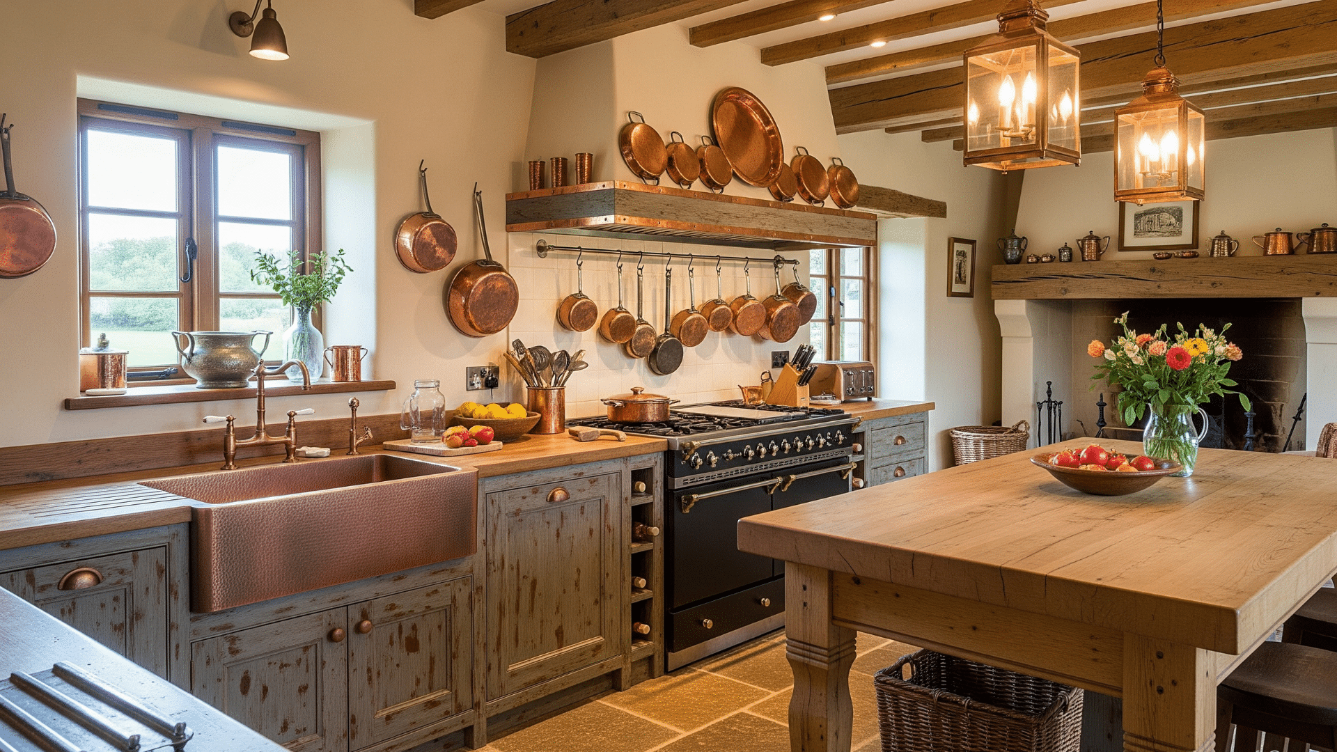Rustic Kitchen with Copper Accents