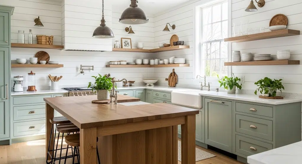 Sage-Cabinets-with-Shiplap-Walls