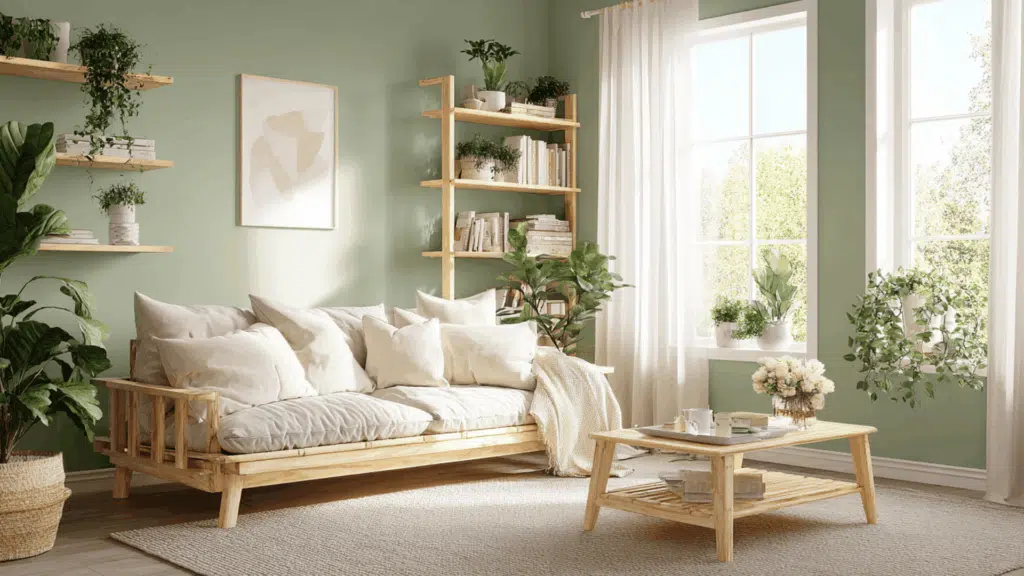 Sage-Green-Walls-with-Light-Wood