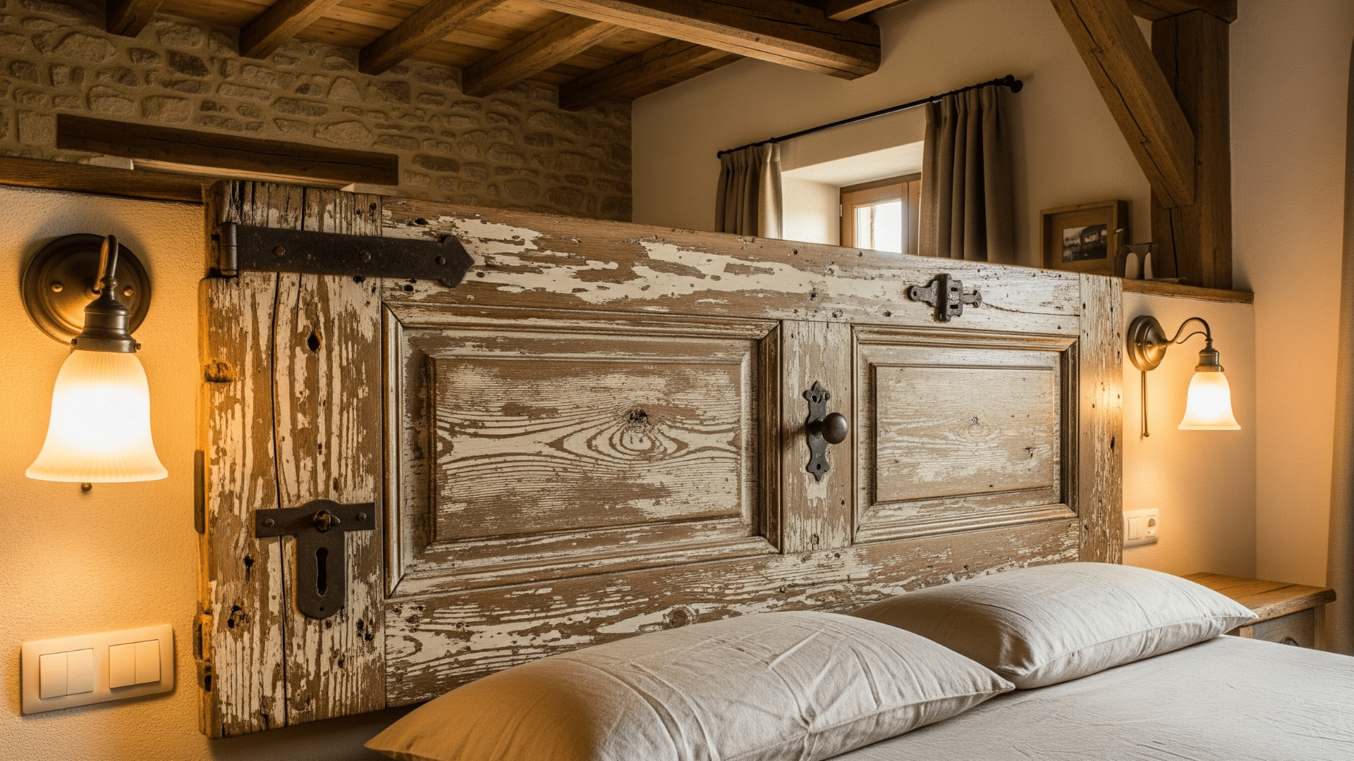 Salvaged Door Headboard Design
