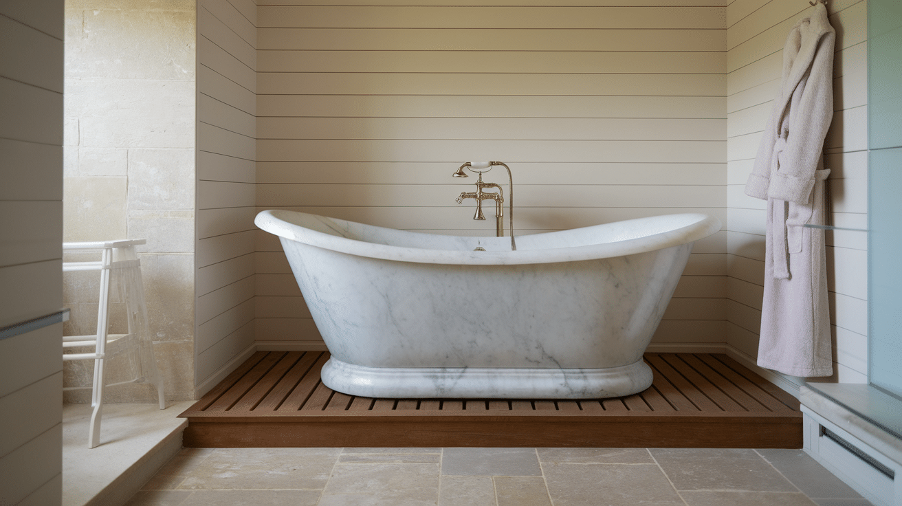 Shiplap Behind the Bathtub
