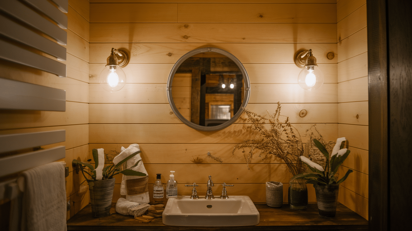 Shiplap Wall Panels with Light Fixtures