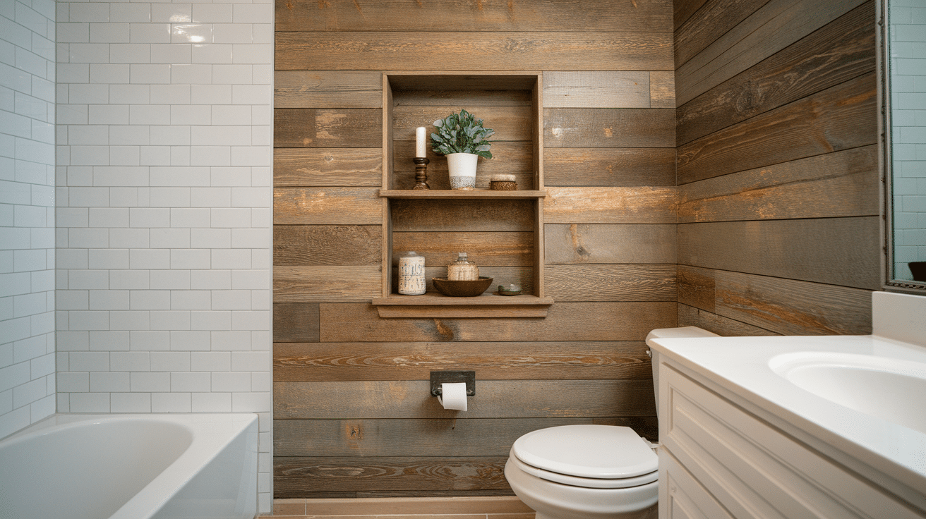 Shiplap on Bathroom Wall Niche