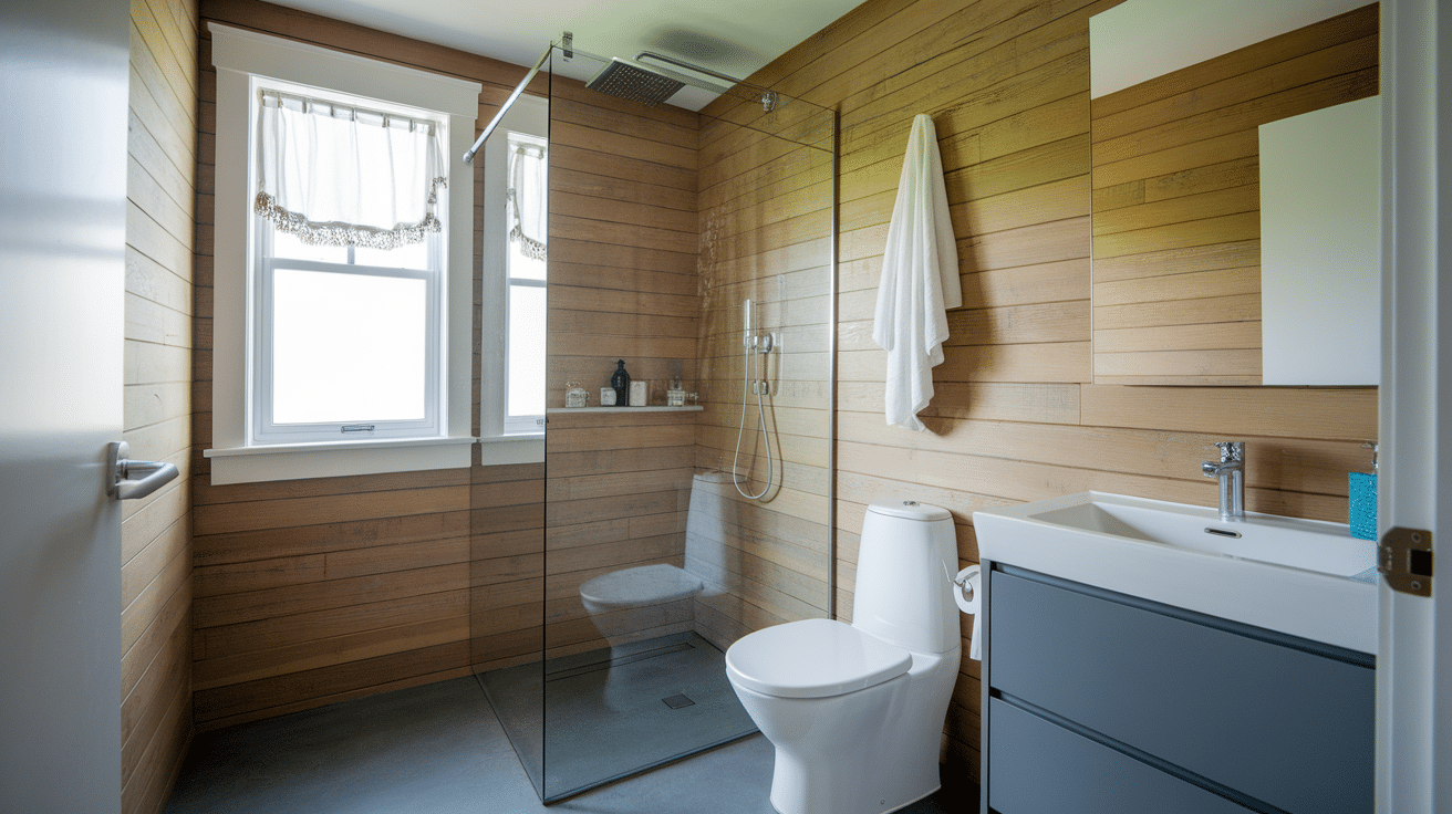 Shiplap with Glass Shower Enclosure