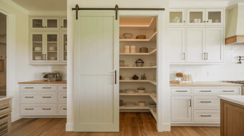 Sliding Barn Door Pantry In Sage