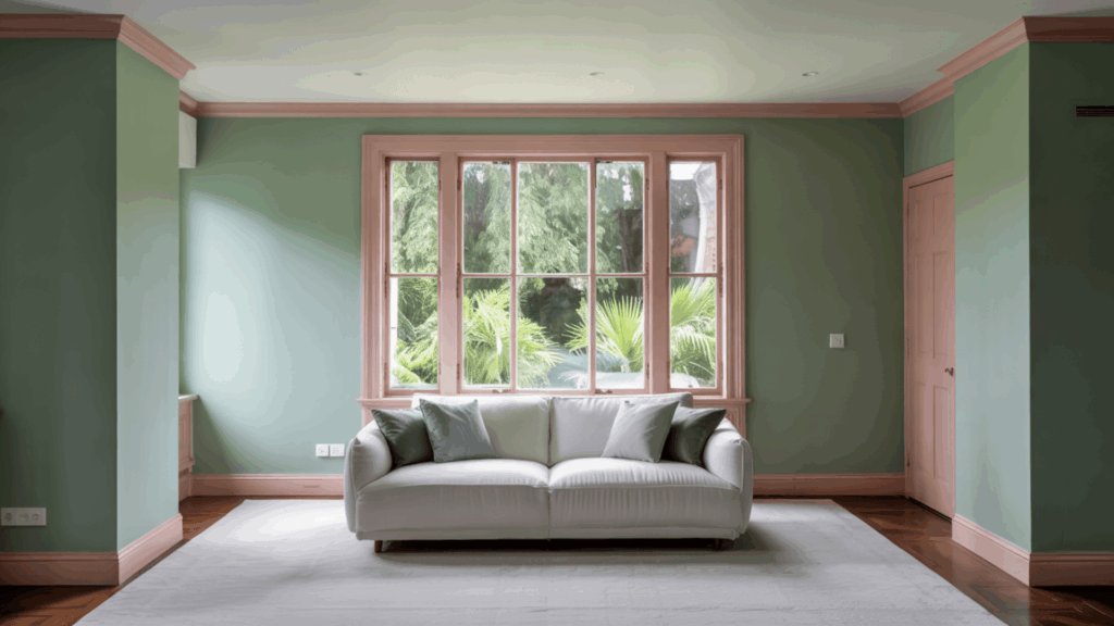 Soft-Pink-Trim-with-Eucalyptus-Walls