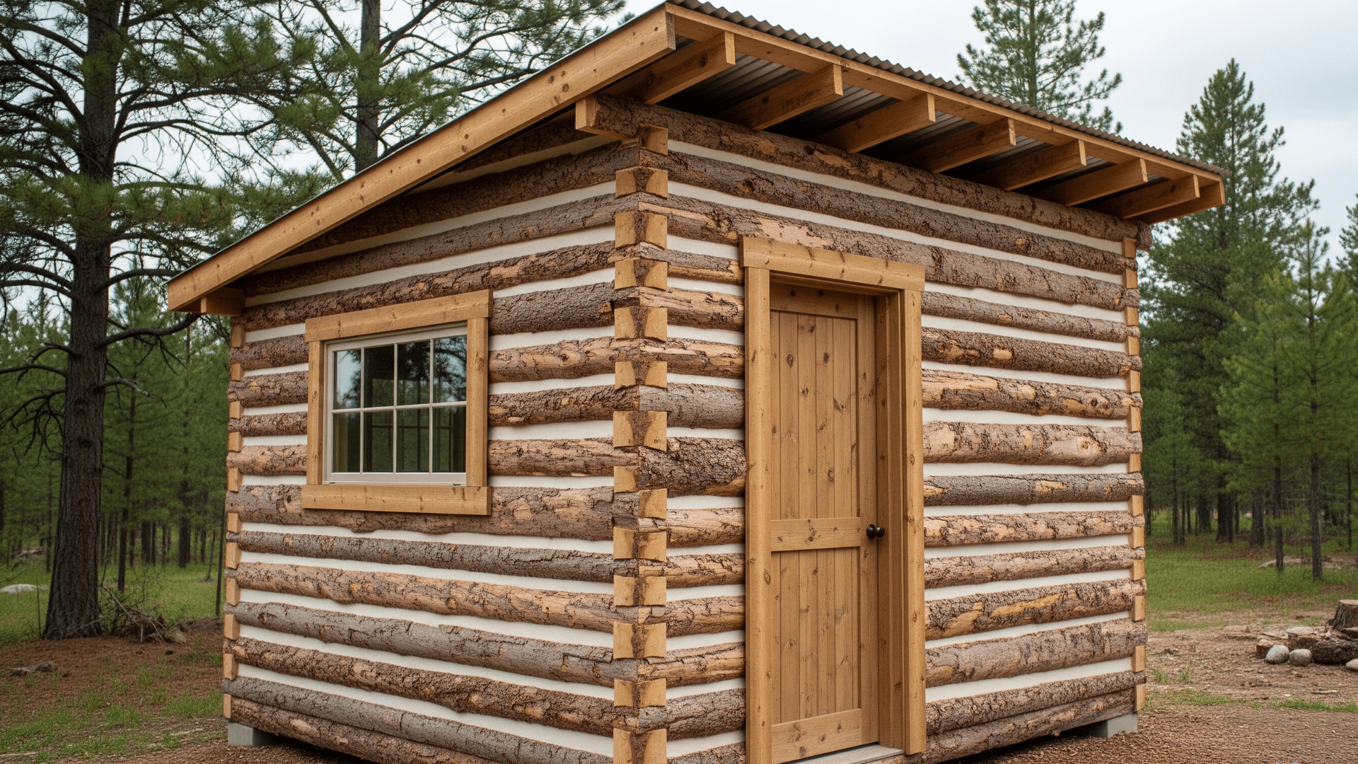 Split Log Siding for Shed or Guest Cabin