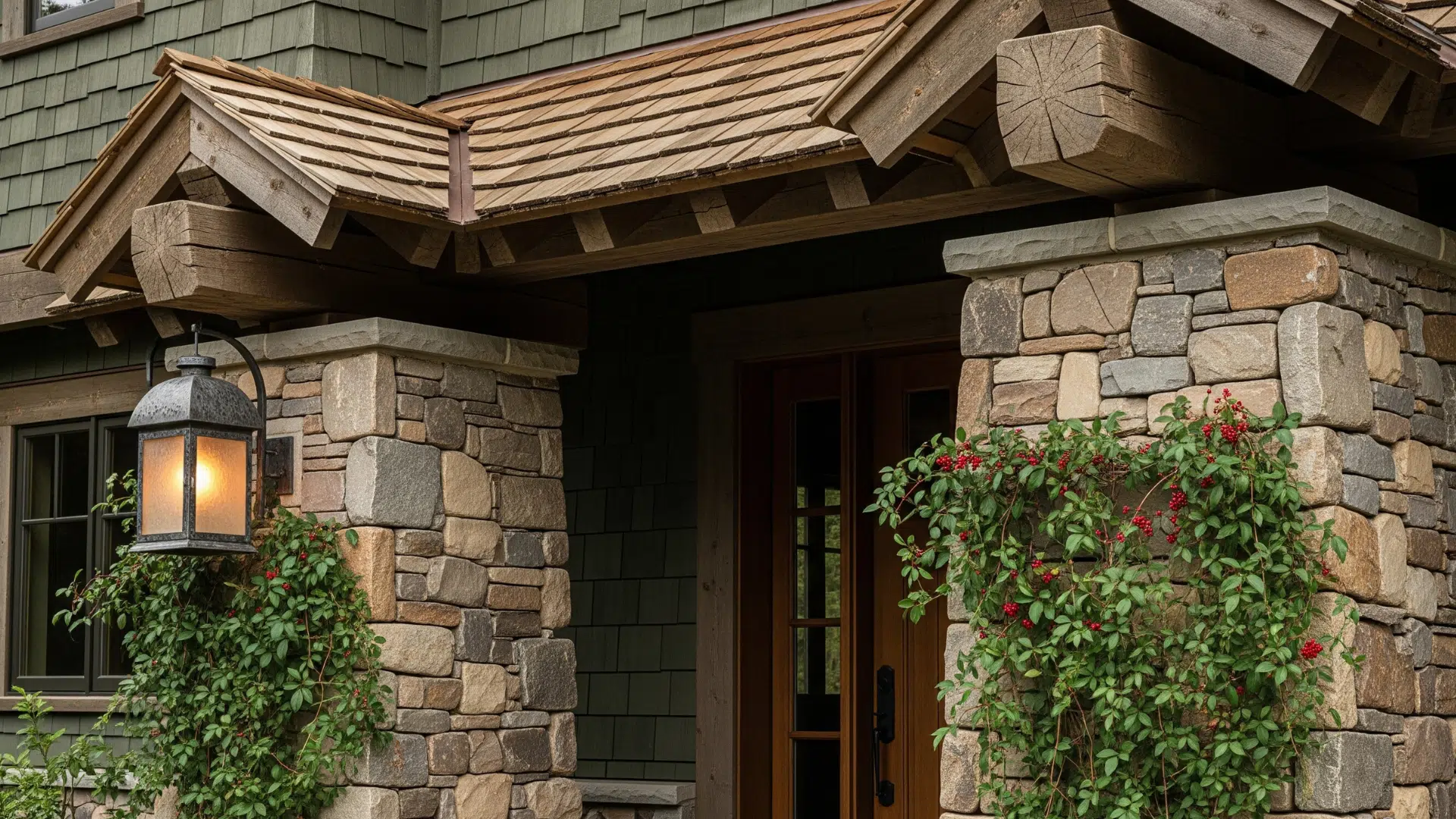 Stone Accent Entry Pillars