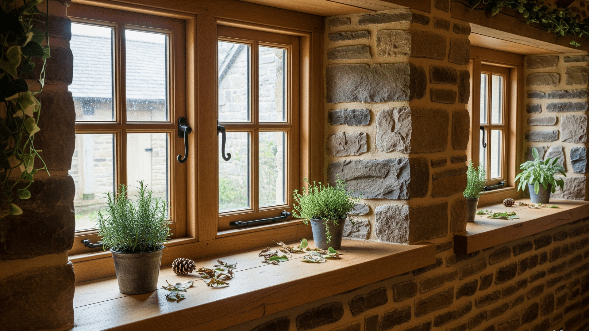 Timber-Framed Windows with Deep Sills