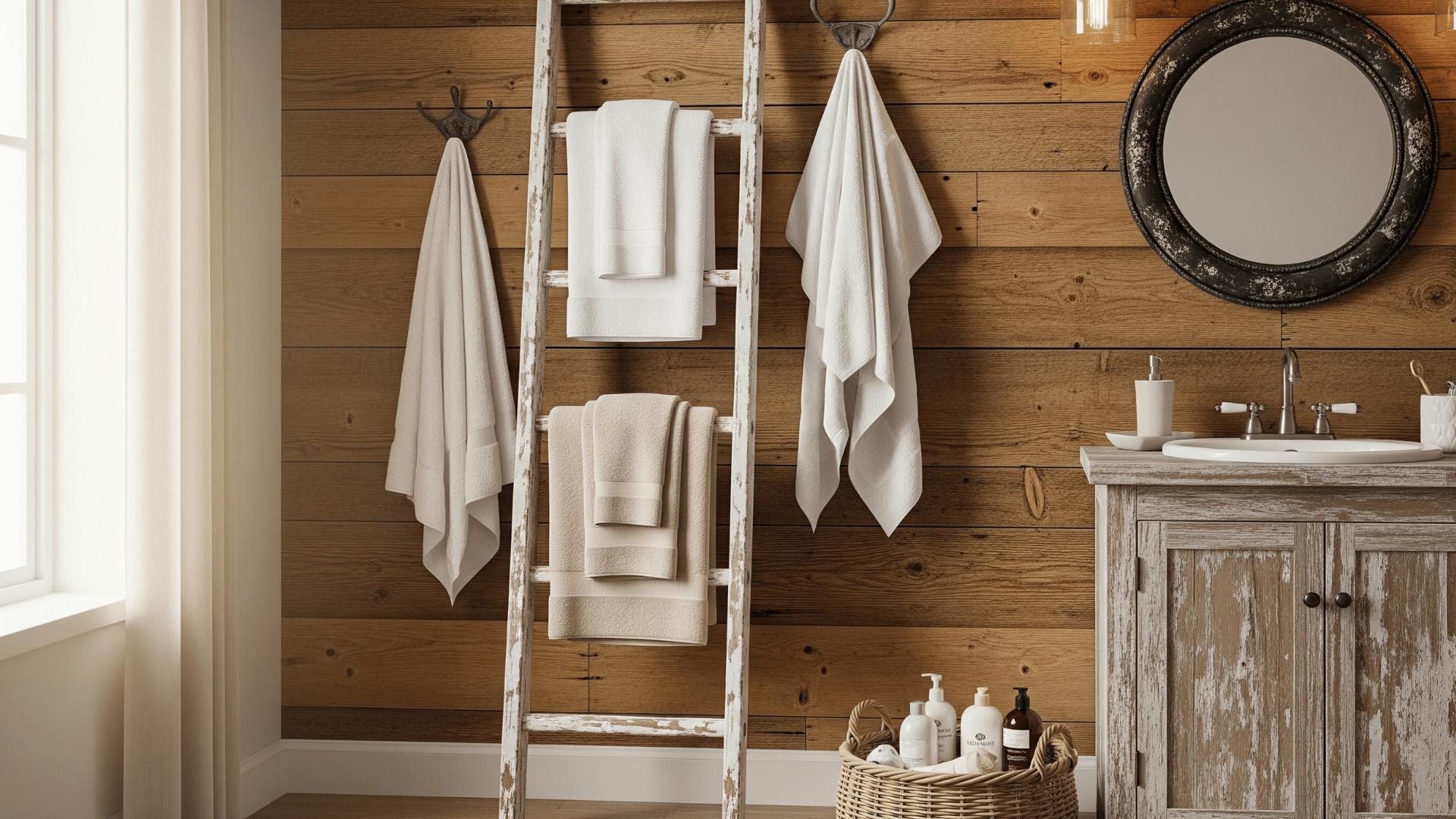 Vintage Ladder Towel Rack