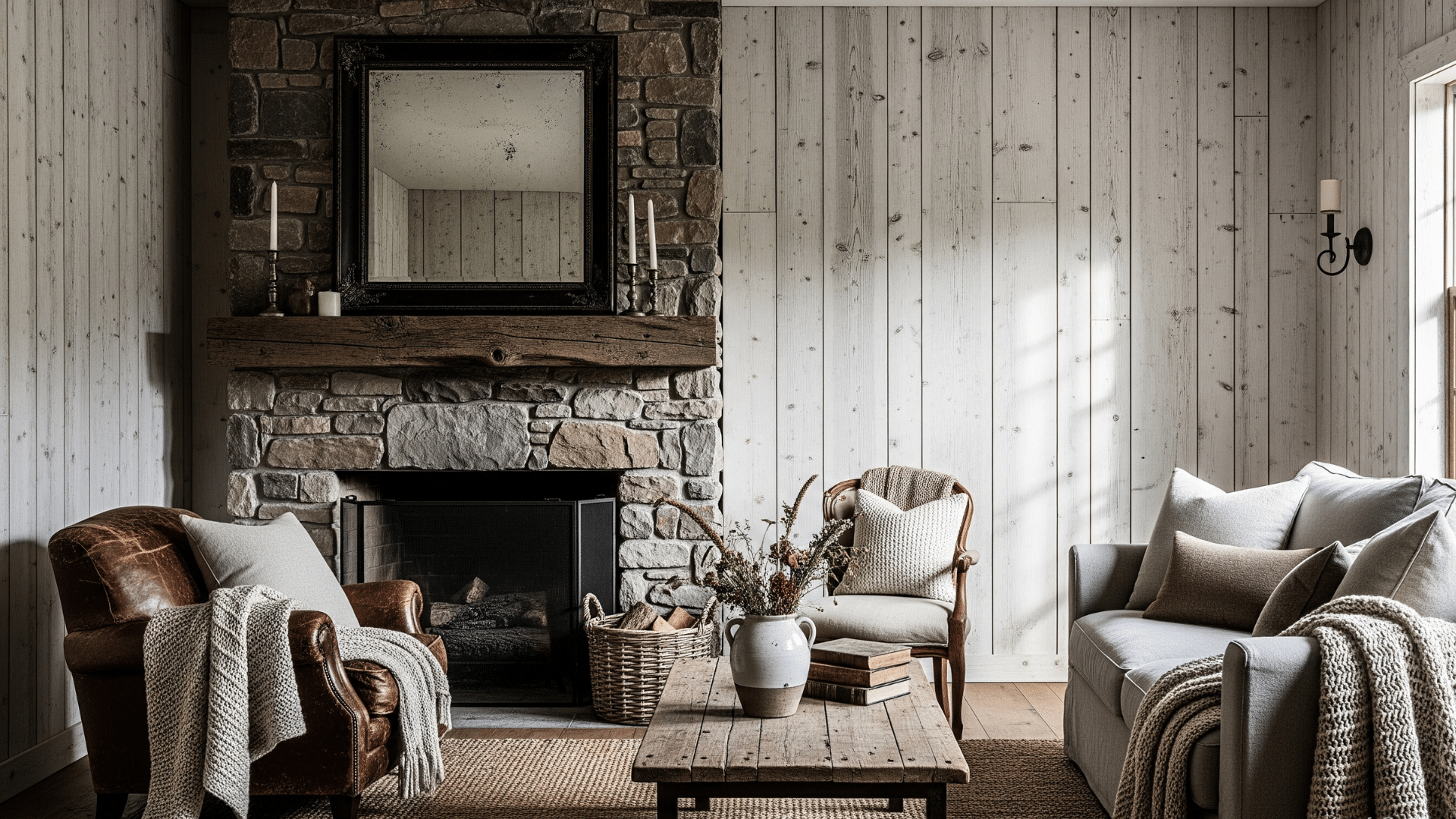Whitewashed Wood Paneling