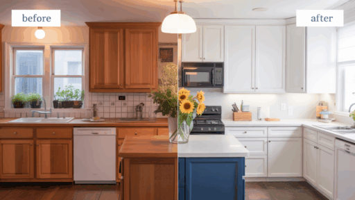 before and after cabinet refacing