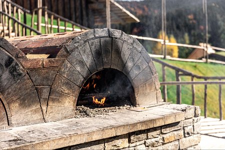 traditional outdoor wood-fired pizza oven