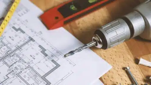 a house plan with tools around it
