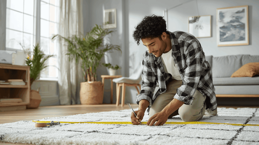 Measuring room rug size caluclator