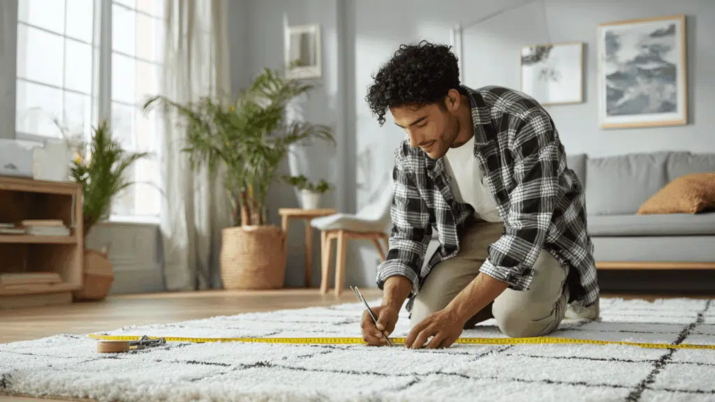 Measuring room rug size caluclator