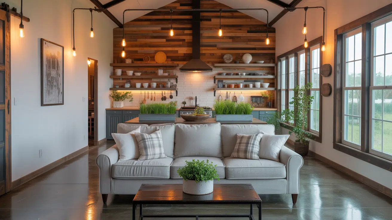 a photograph of a cozy and stylish barnd