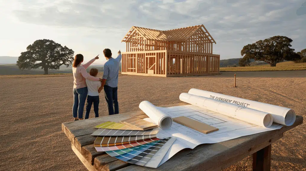 a photograph of a half built family home