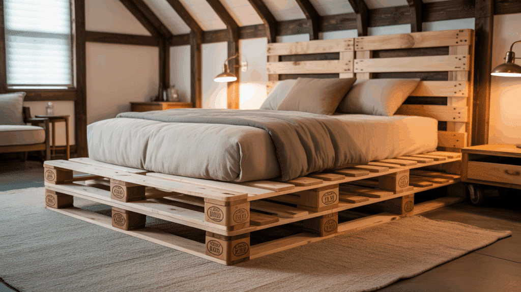 a rustic barndominium bedroom