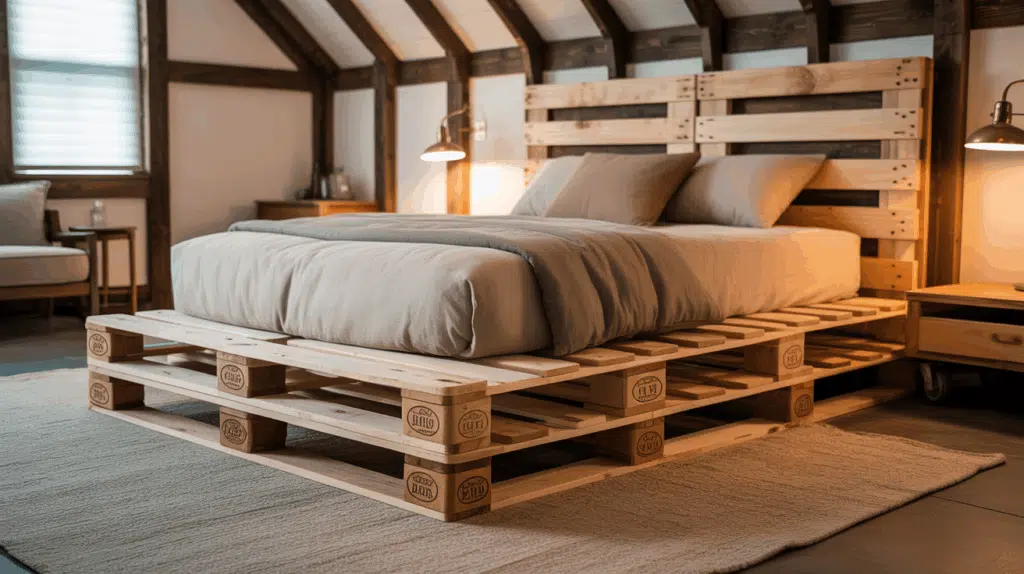 a rustic barndominium bedroom