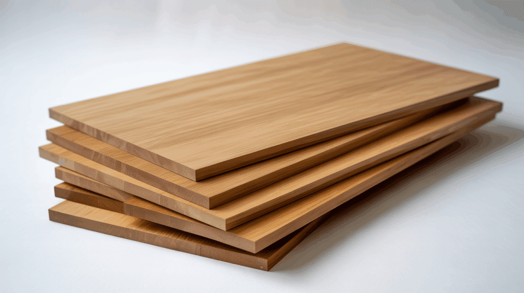 a stack of flat rectangular wooden board